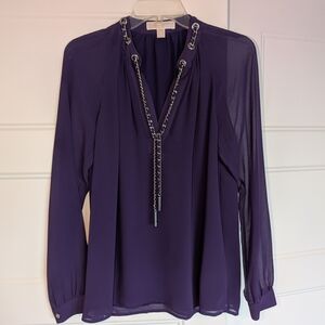 Michael Kors Purple Blouse with Chain Detail